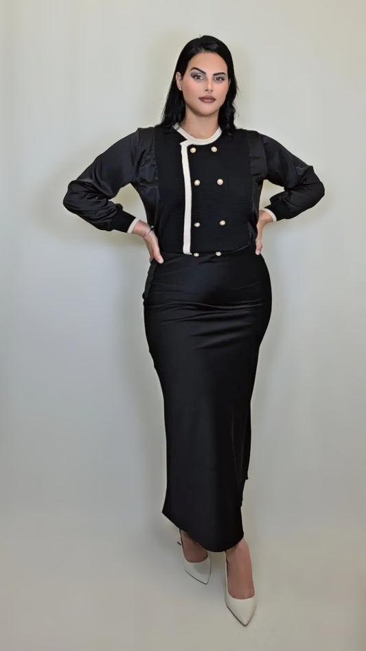 Elegant Long Sleeve Dress Button Front