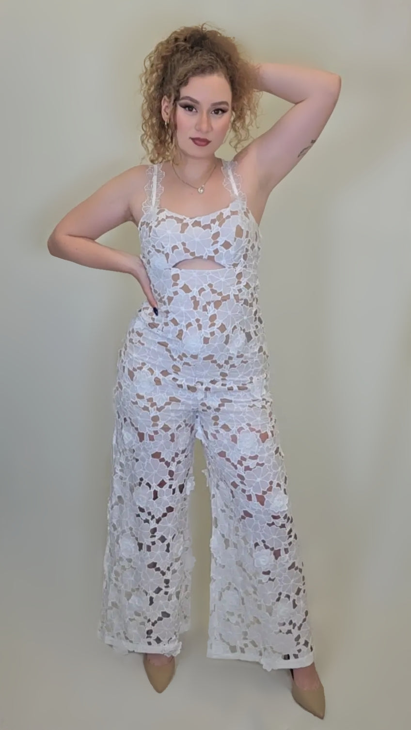 Floral Fantasy Sheer Lace Jumpsuit