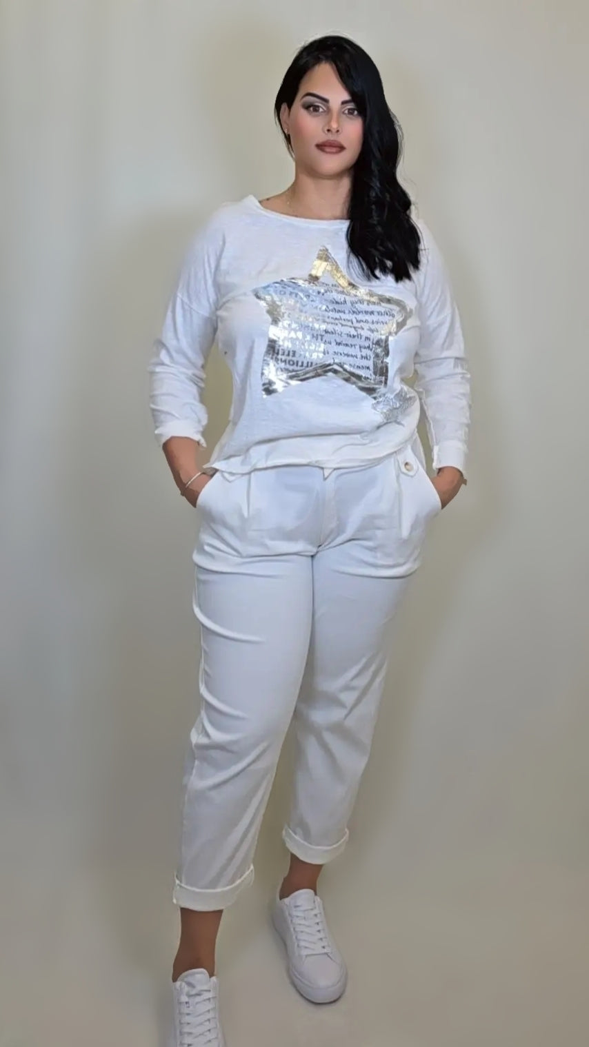 Shiny Star Long Sleeve Cotton Tee