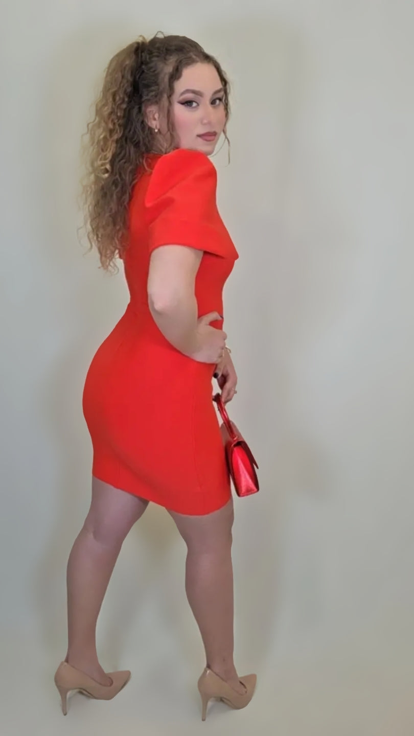 Heartbreaker Puff Sleeve Mini Dress – Scarlet Red Edition