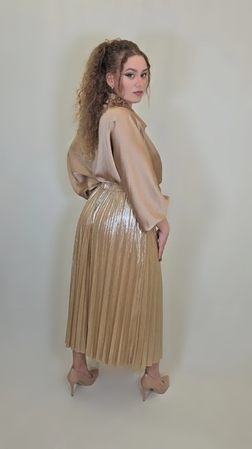 Midnight Luxe Pleated Set – Satin Edition