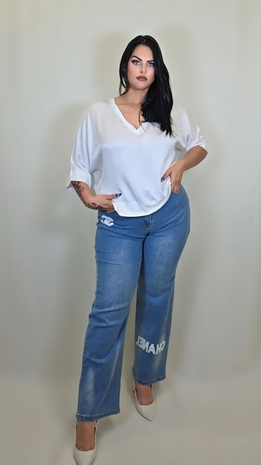 Straight Letter Graphic Jeans