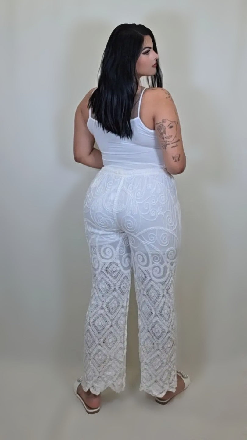 Laced Embroidery Pants
