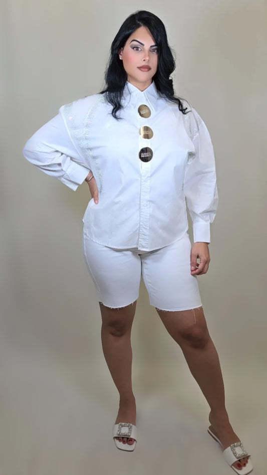 Pointed Collar Long Lantern Sleeve