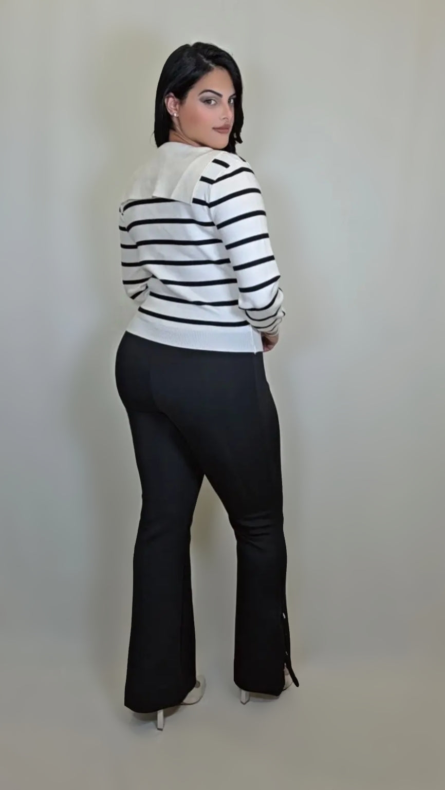 Spring Autumn Cardigan Striped Sweater Button-Up