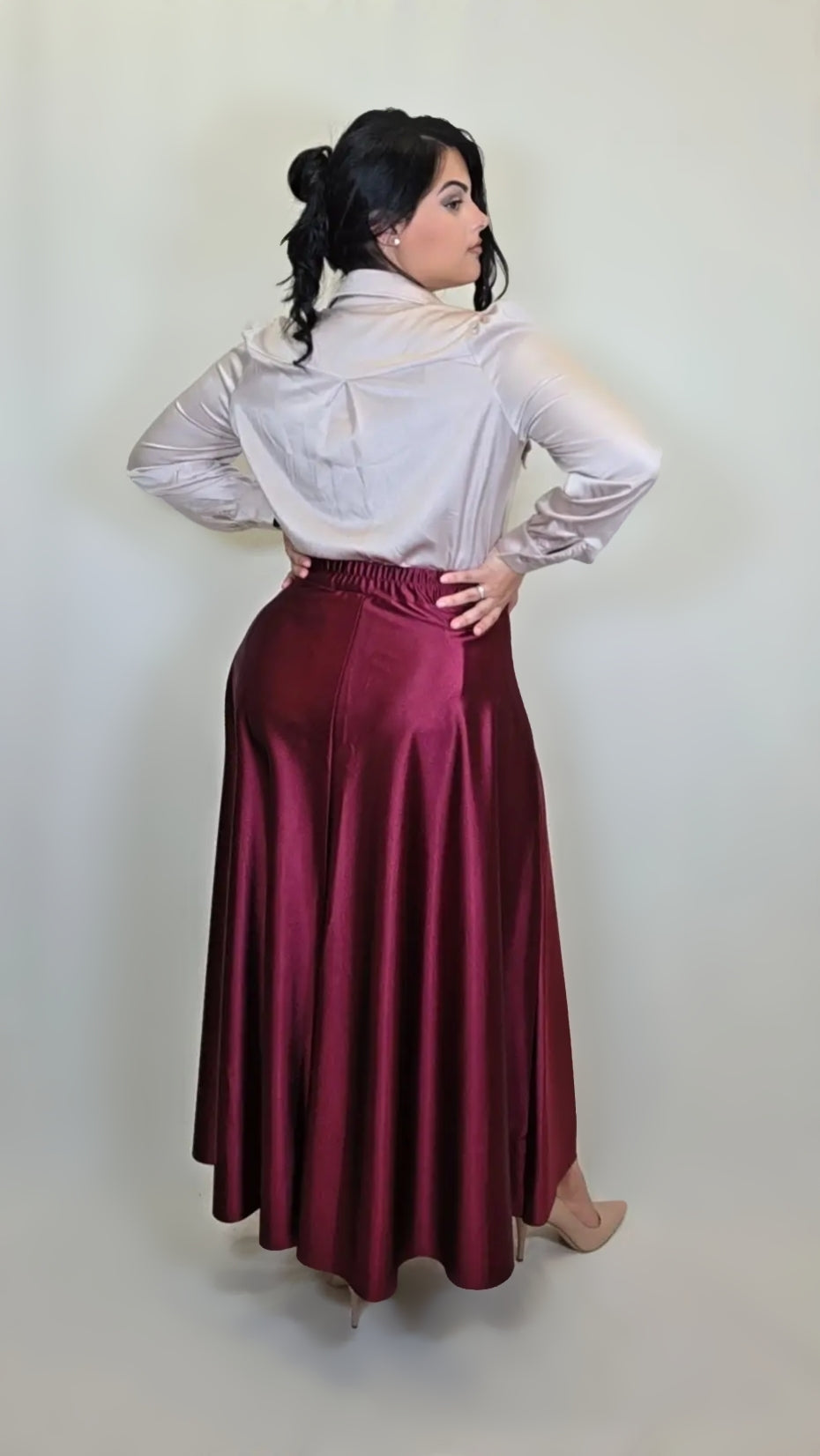 Elegant Pleated Satin Maxi Skirt