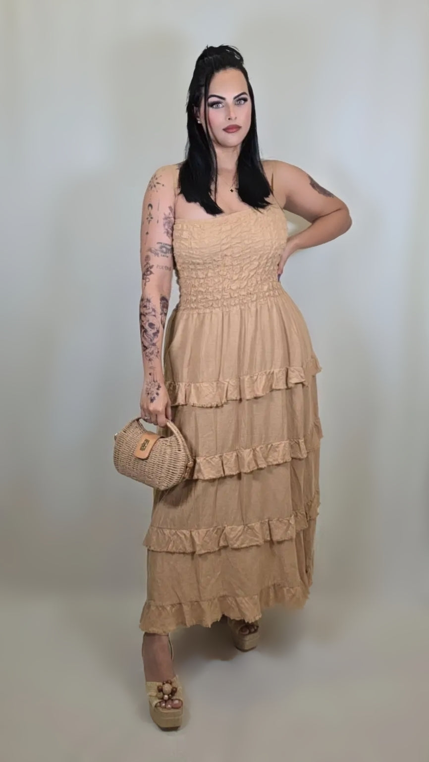 Popcorn Tiered Style Maxi Dress