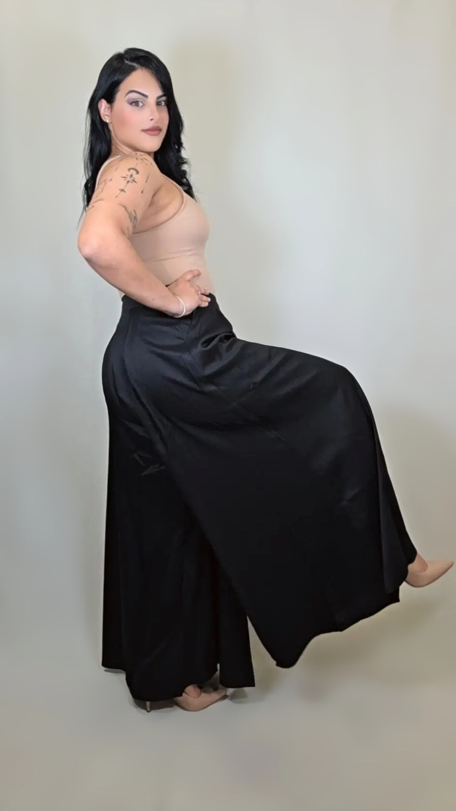 Satin Wide Leg Palazzo Pant