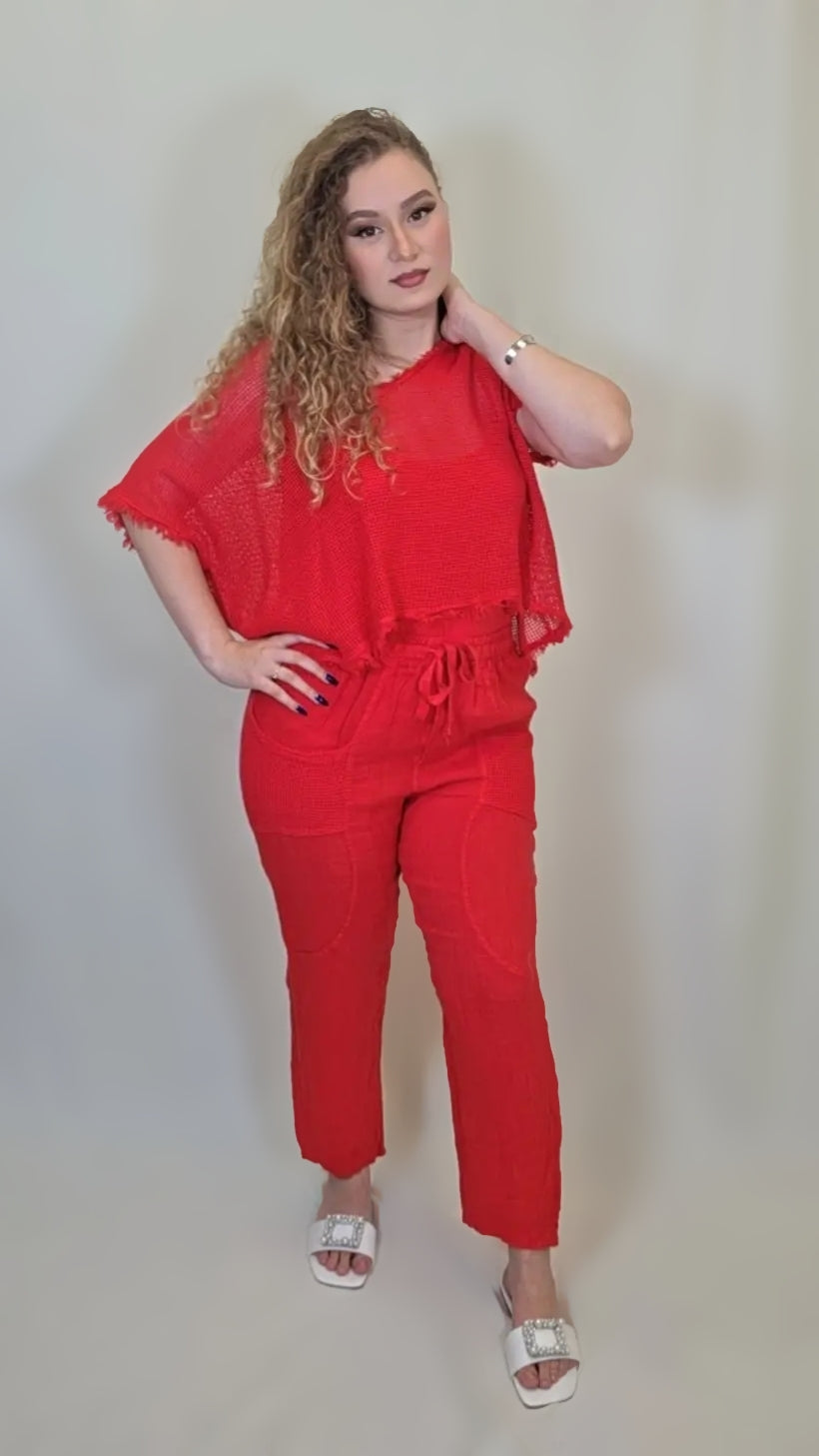 Crimson Chill Textured Two-Piece Set