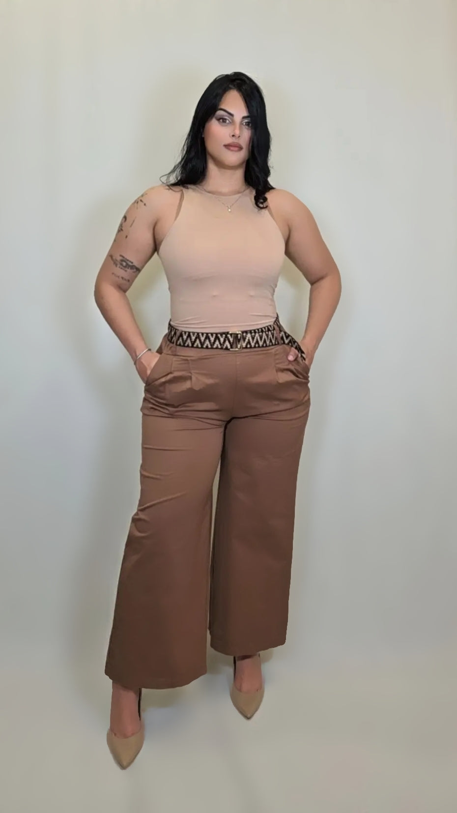 Widel Leg Elegant Belted Pant