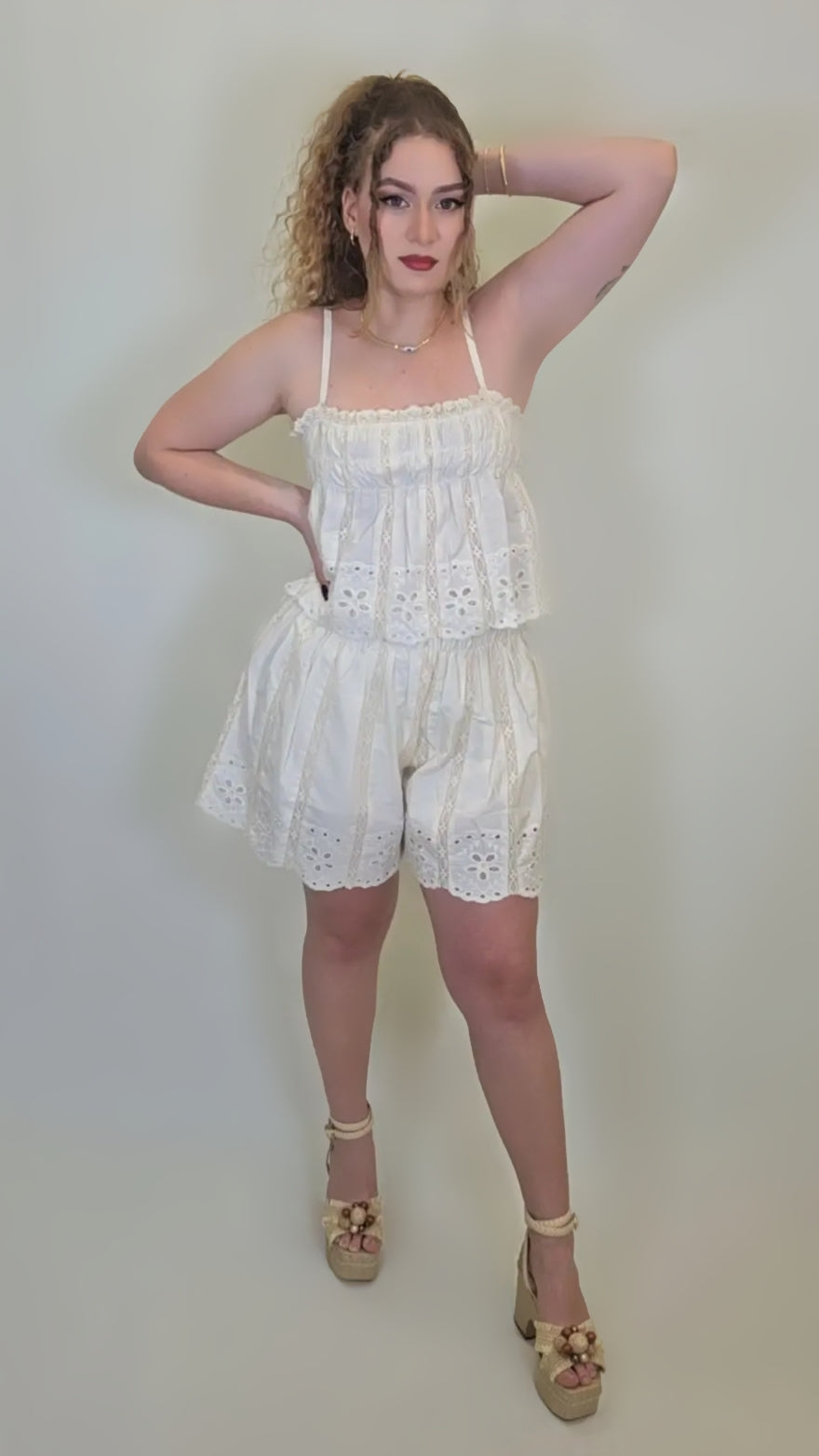 Ivory Breeze Eyelet Short Set