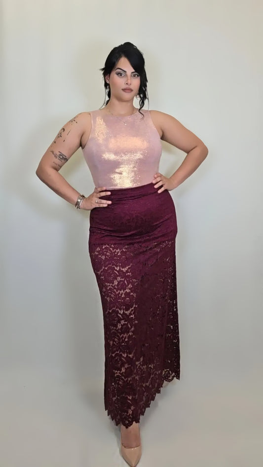 Lace Pencil Maxi Skirt