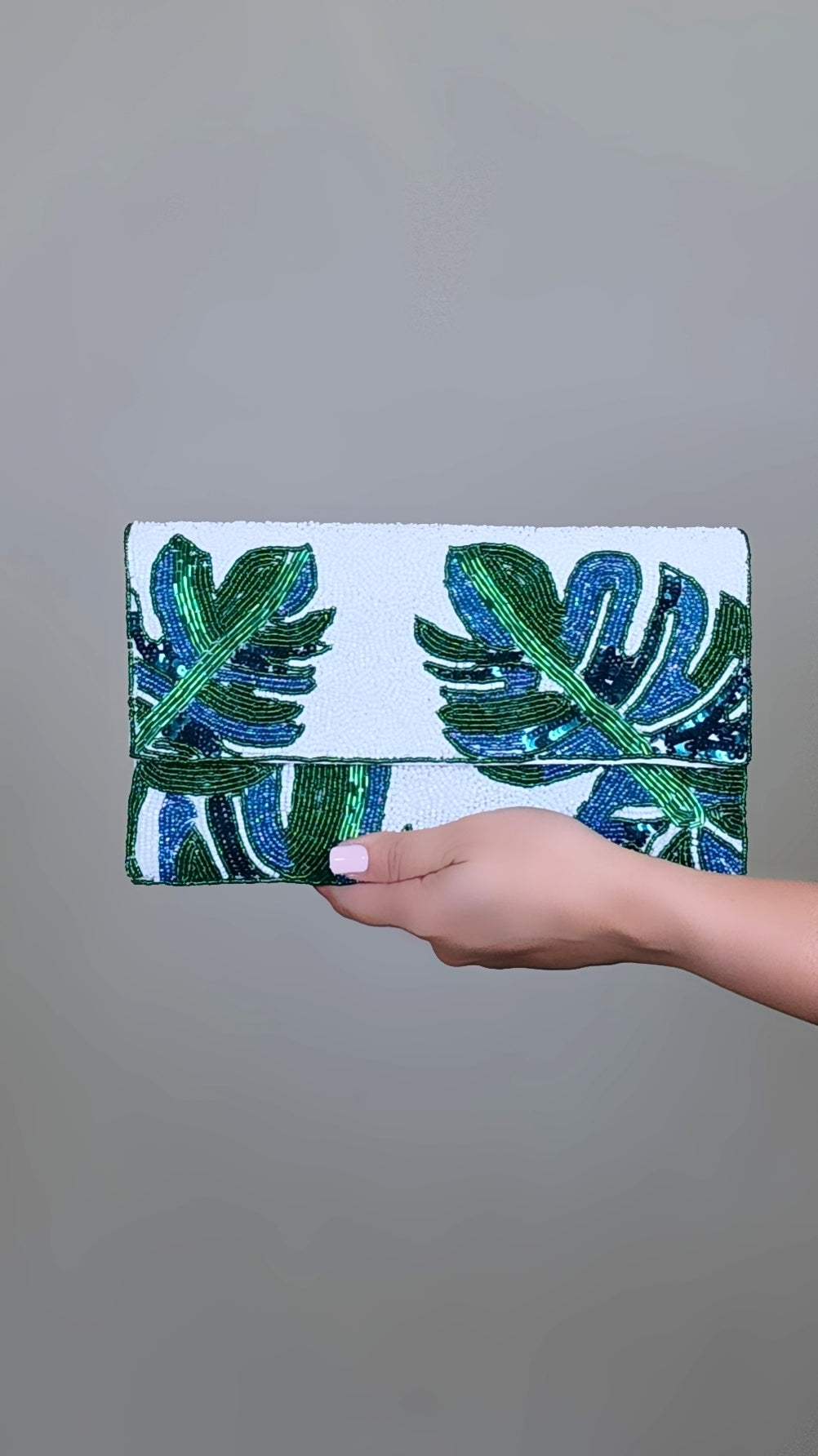 Tropical Print Embroidery Bag Clutch
