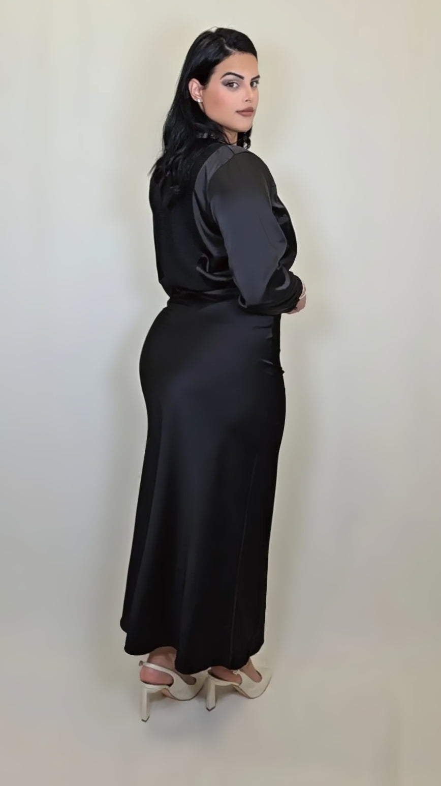 Elegant Long Sleeve Dress Button Front