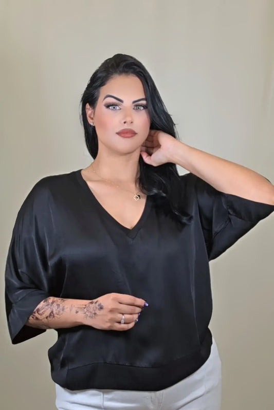 V-Neck Satin Blouse