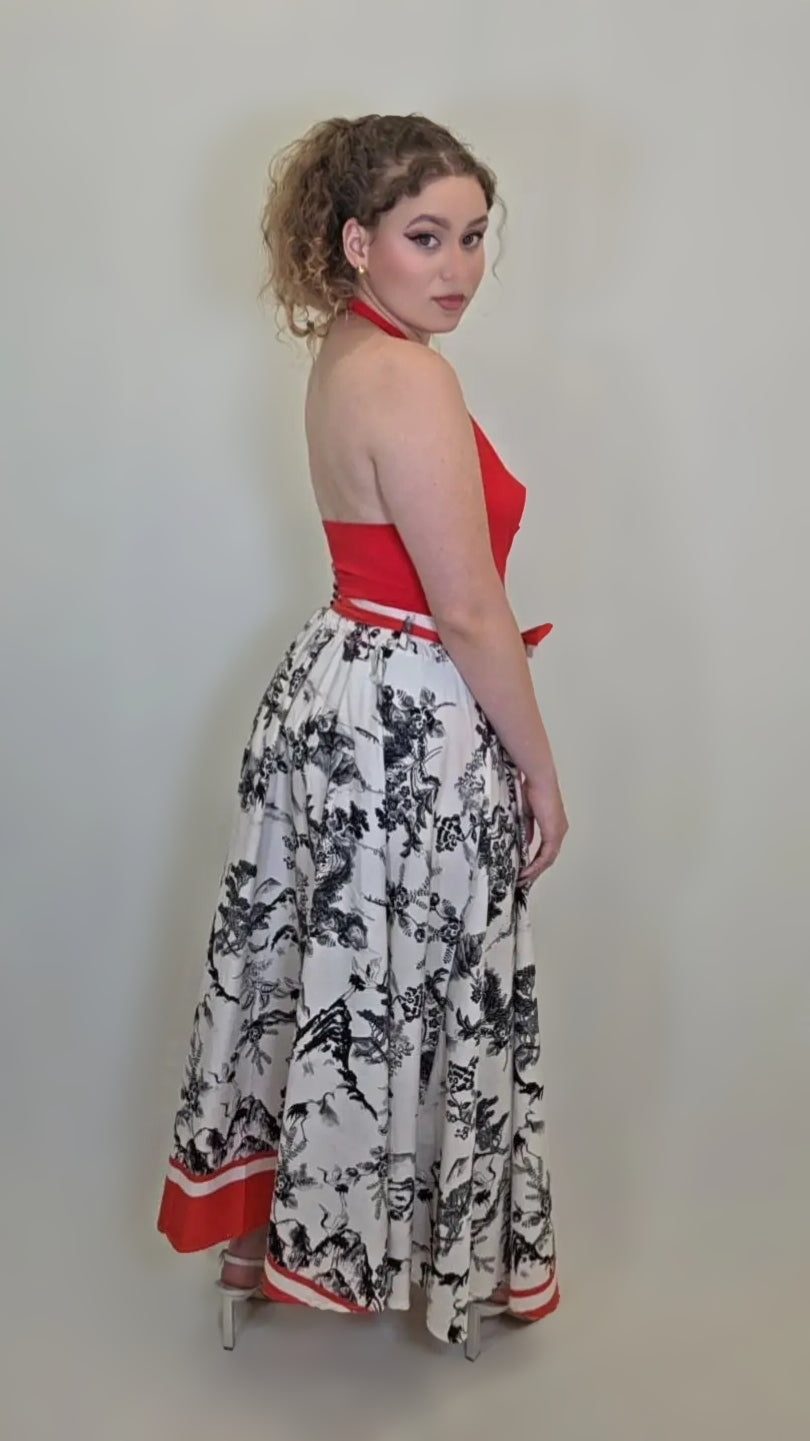 Toile Garden Wrap Skirt – Vintage Brown Bloom Edition