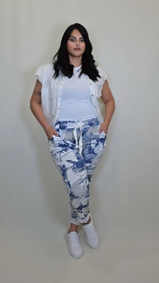 Italian Floral Print Jogger Pant