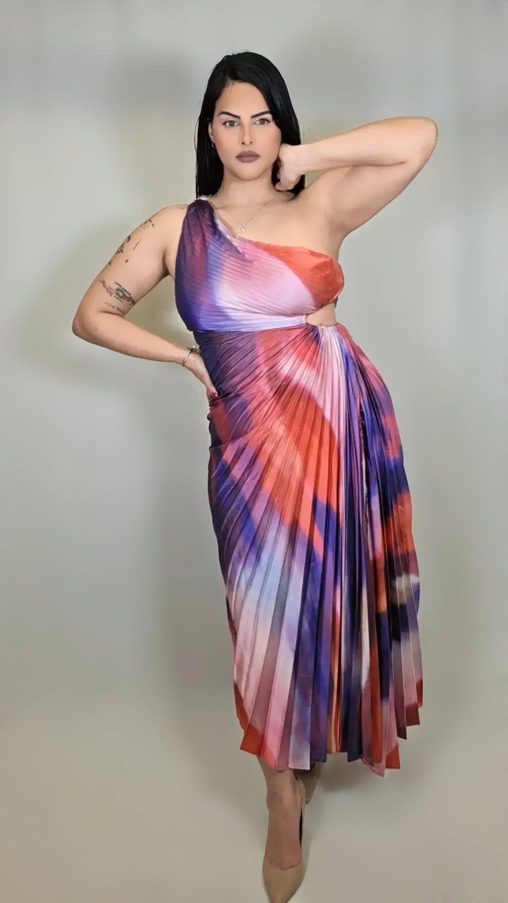 One Shoulder Open Side Maxi Dress