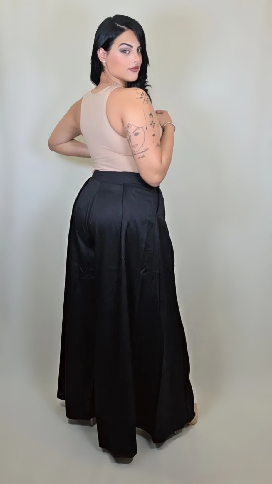 Satin Wide Leg Palazzo Pant