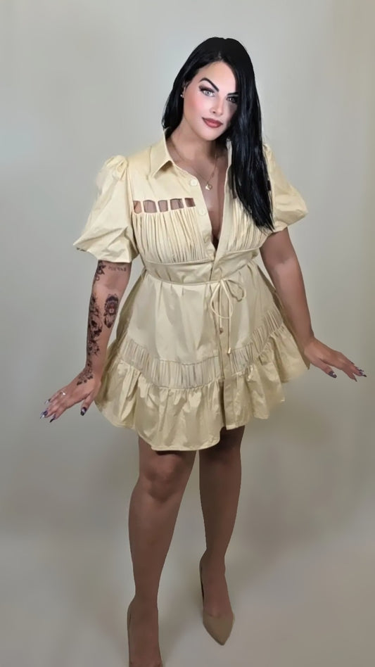 Cut Out Cotton Button Down Baby Doll