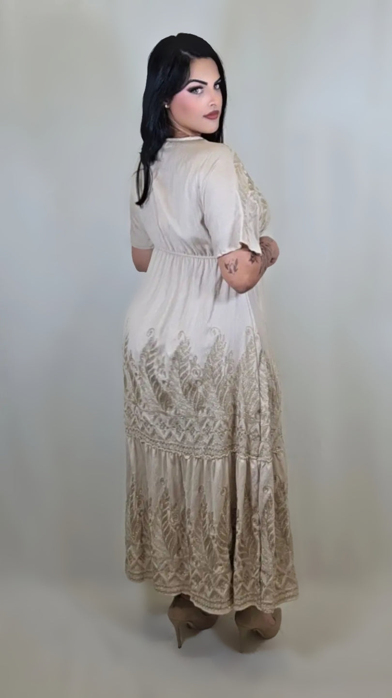Boho Chic Long Dress with Ethnic Patterns