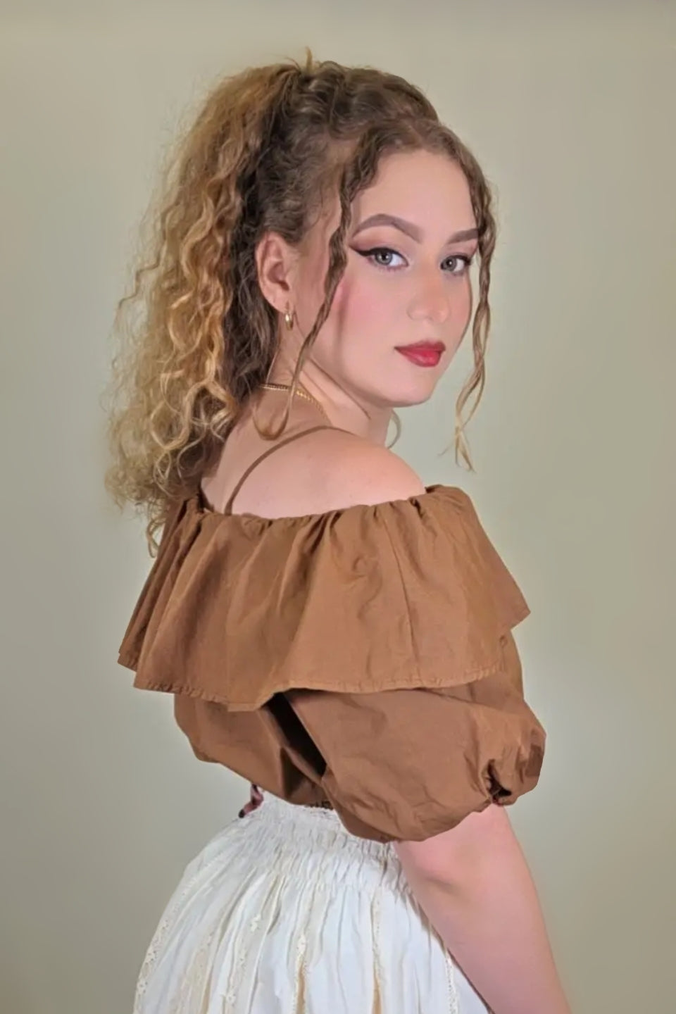 Ruffle Off-Shoulder Crop Top