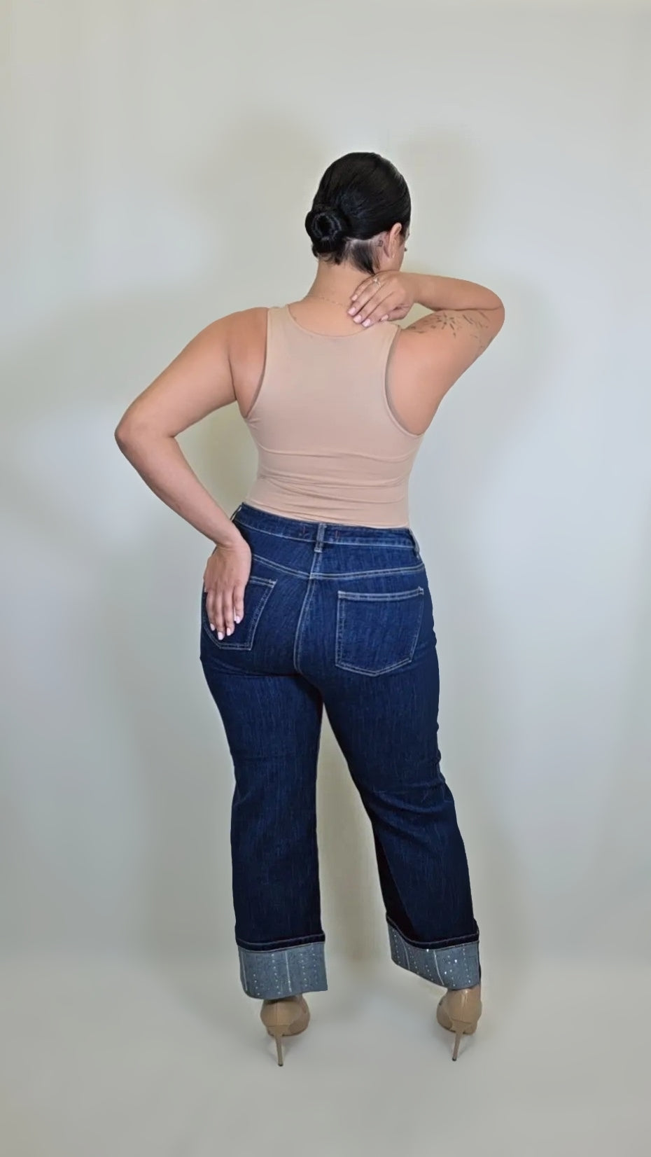 Cuffed Stretch Denim Jean