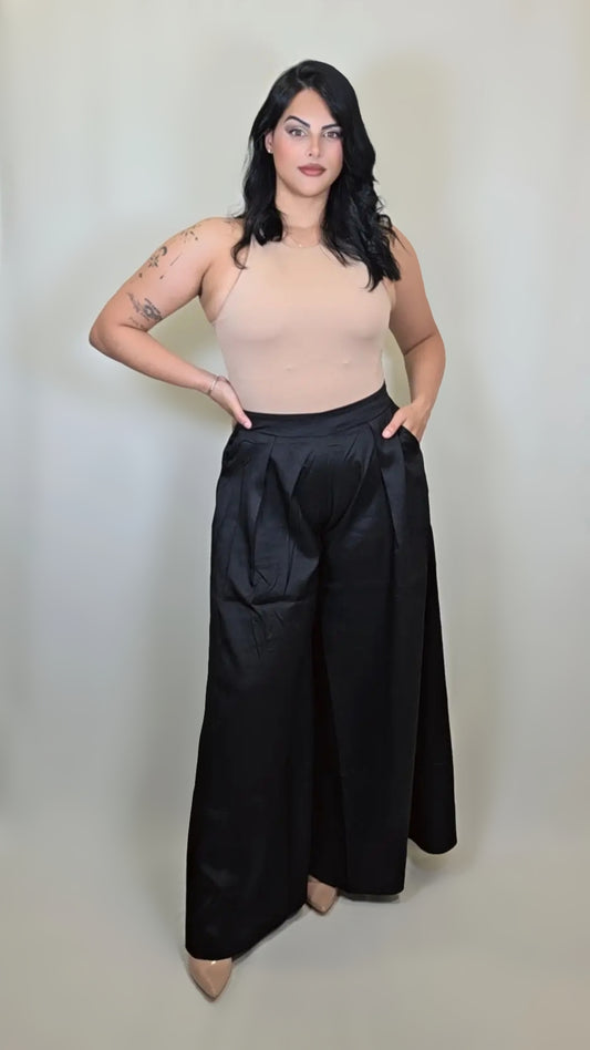 Satin Wide Leg Palazzo Pant