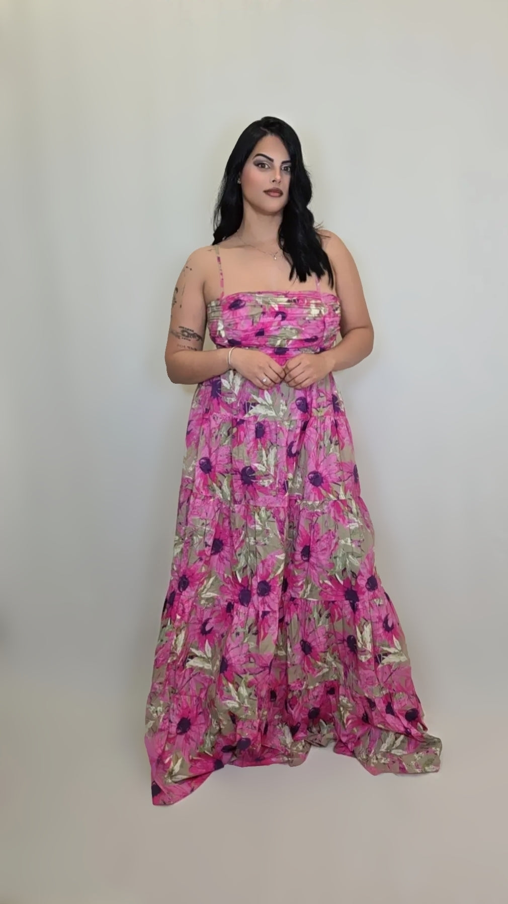 Floral Maxi Dress Spaghetti Straps