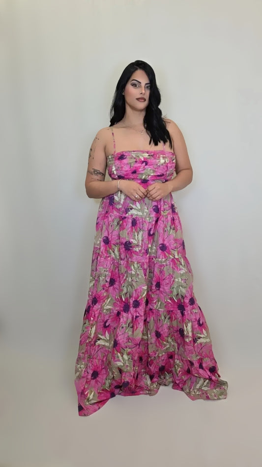 Floral Maxi Dress Spaghetti Straps