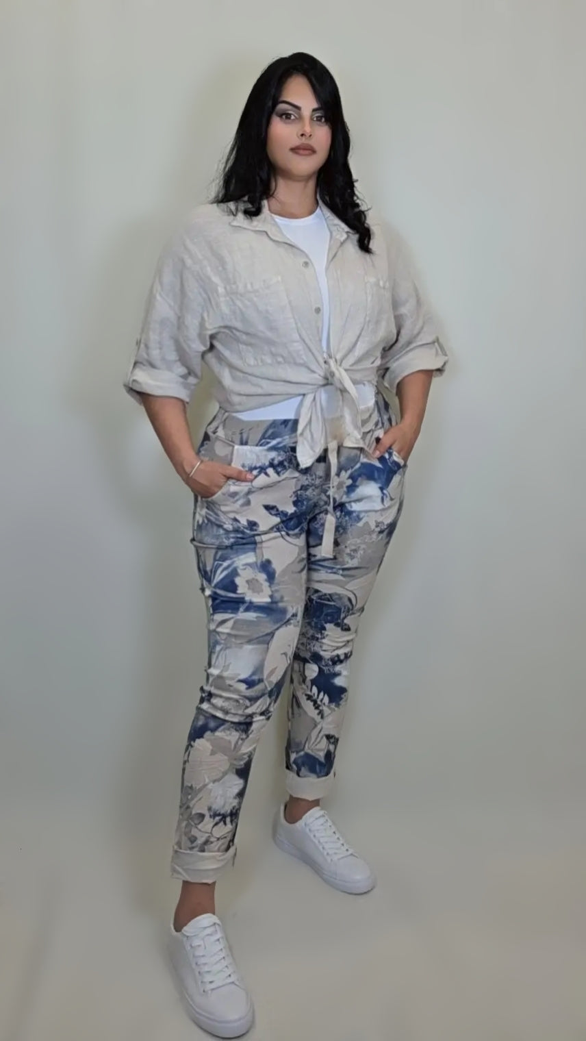 Italian Floral Print Jogger Pant