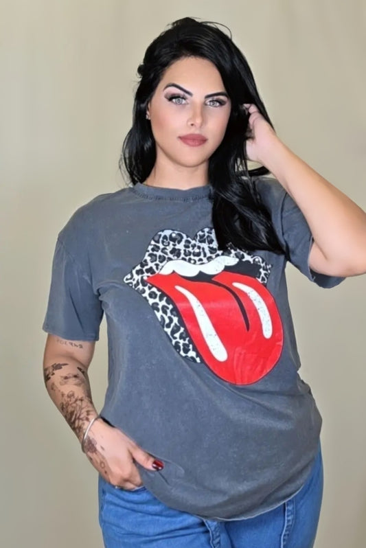 Charcoal Rolling Stones Tongue T-Shirt