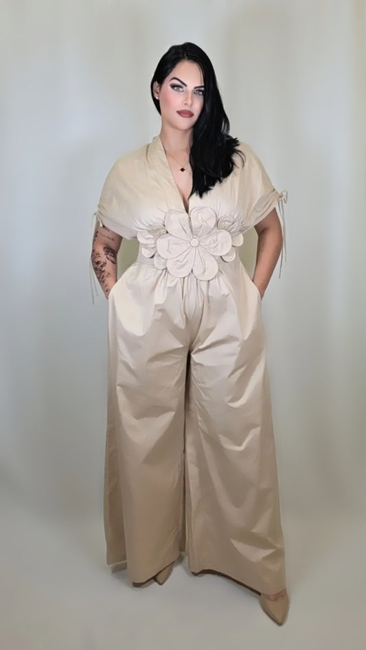 Champagne Bloom Wide Leg Jumpsuit