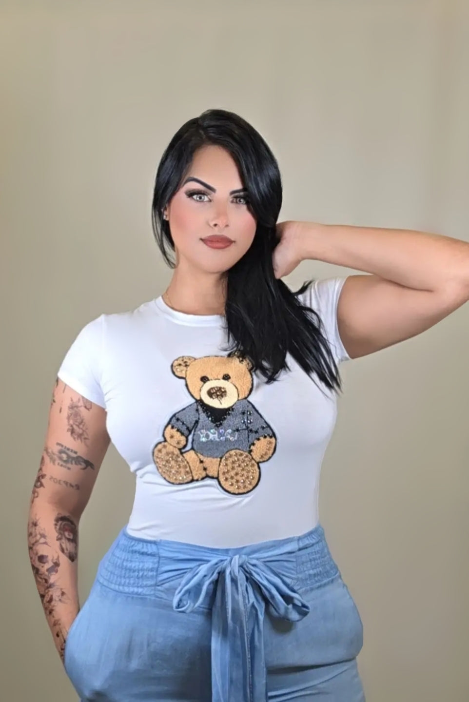 Teddy Chic Sequin Graphic Tee