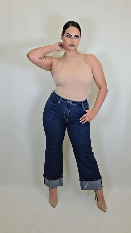 Cuffed Stretch Denim Jean