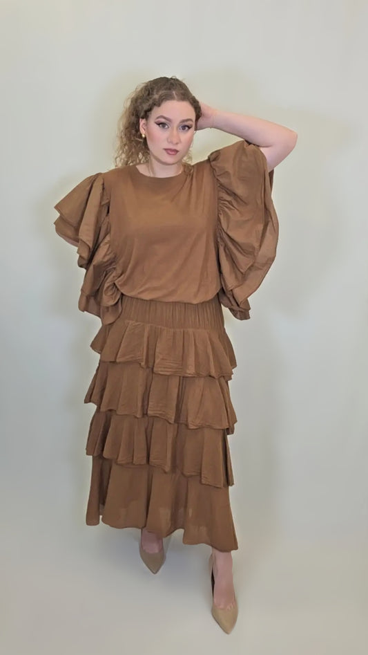 Cocoa Cascade Ruffle Set – Tiered Drama Edition