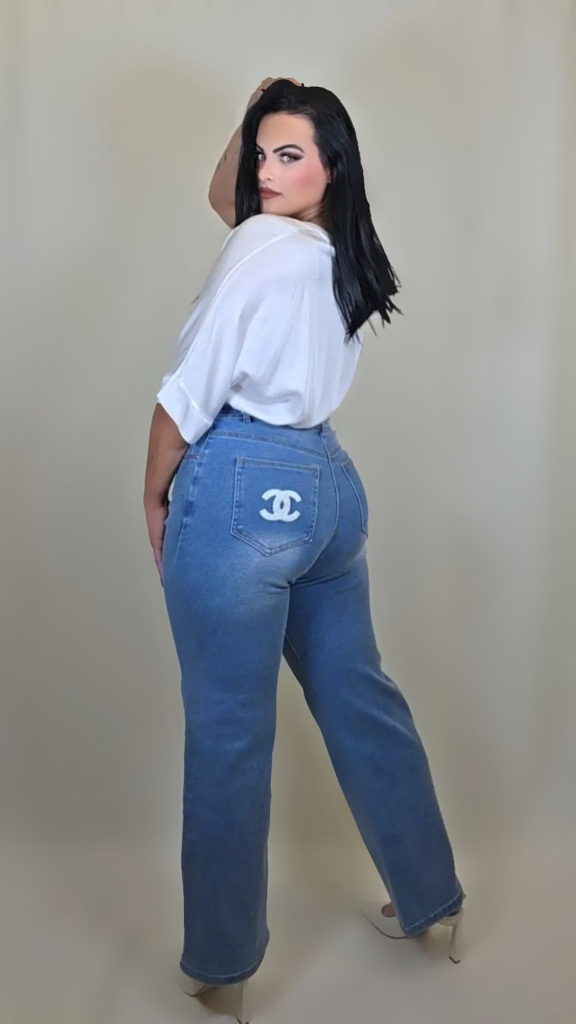 Straight Letter Graphic Jeans