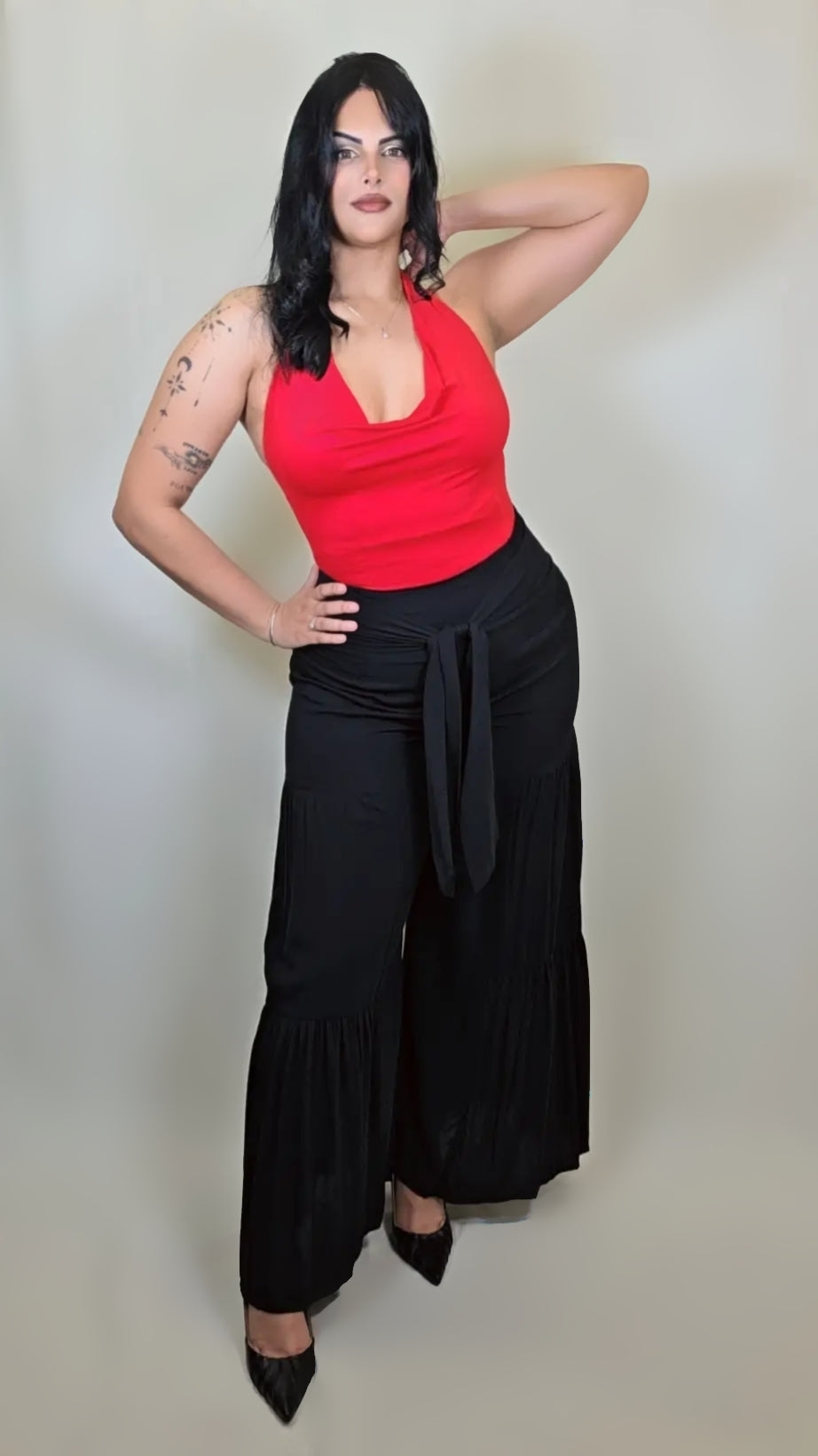 Tiered Wide Leg Flowy Pant