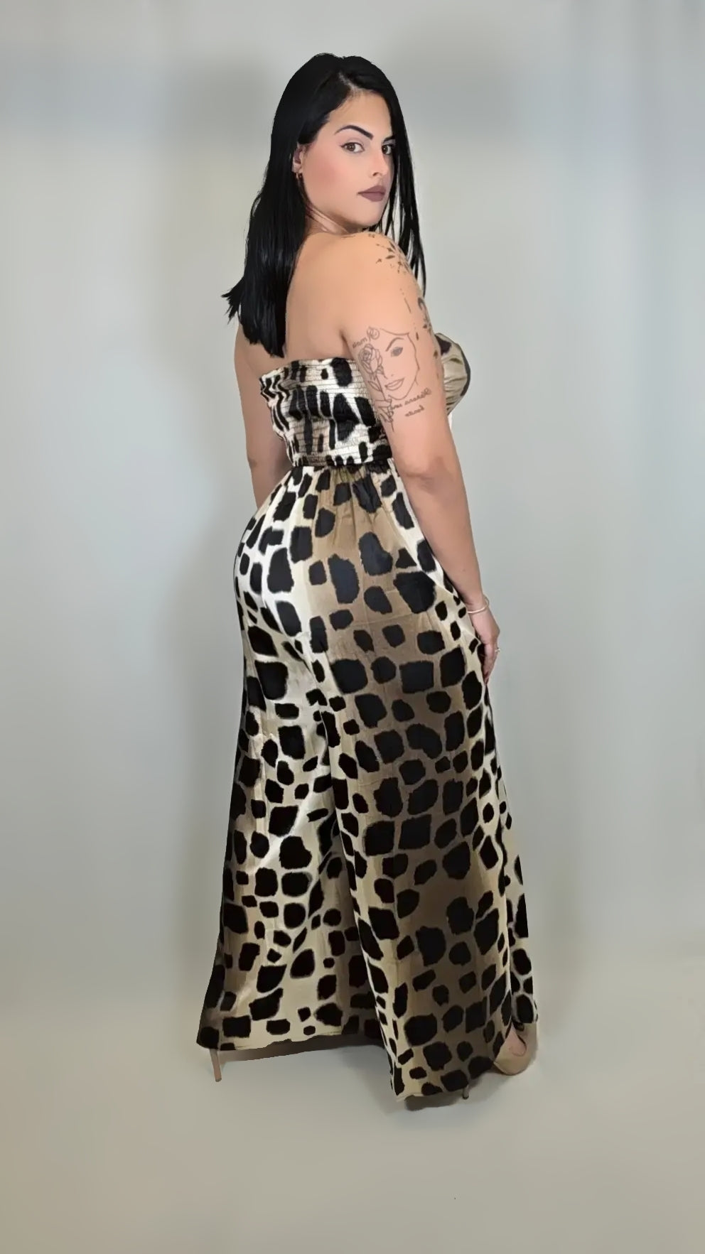 Leopard Print Strapless Jumpsuit