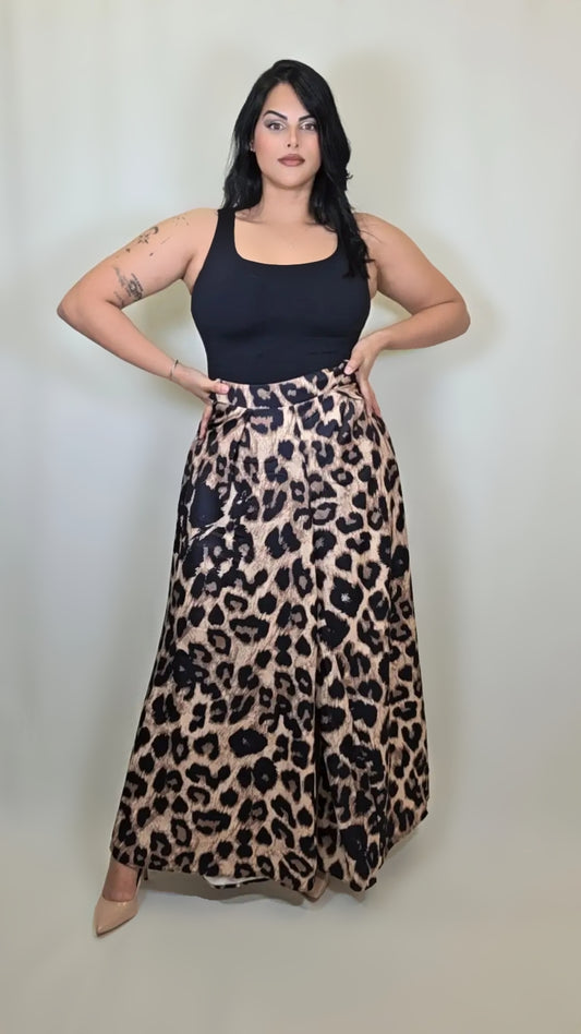 Wide Leg Palazzo Pant Animal Print