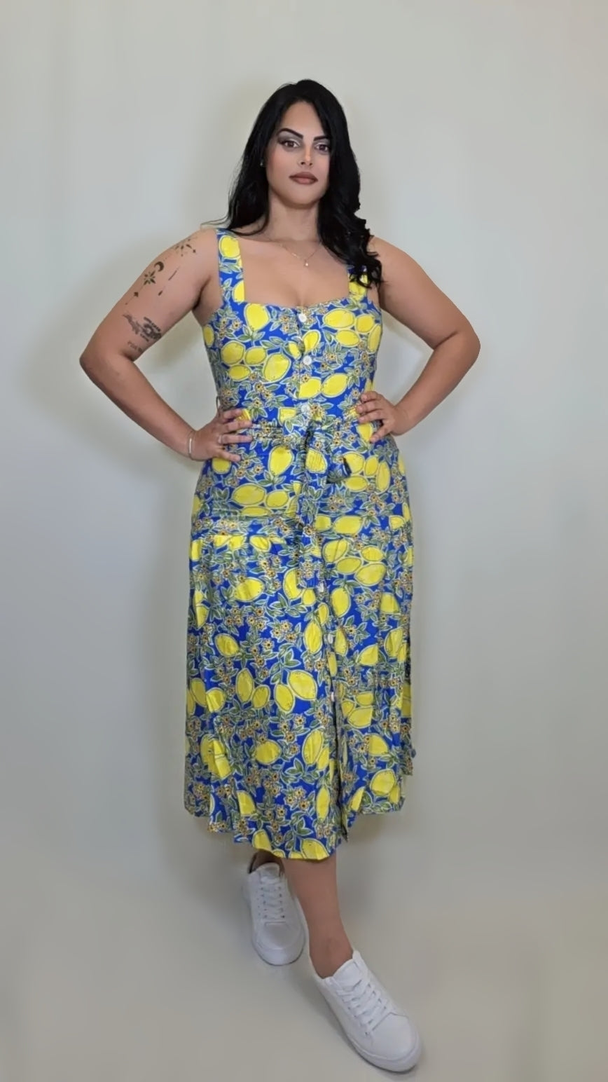 Sleeveless Lemon Midi Dress