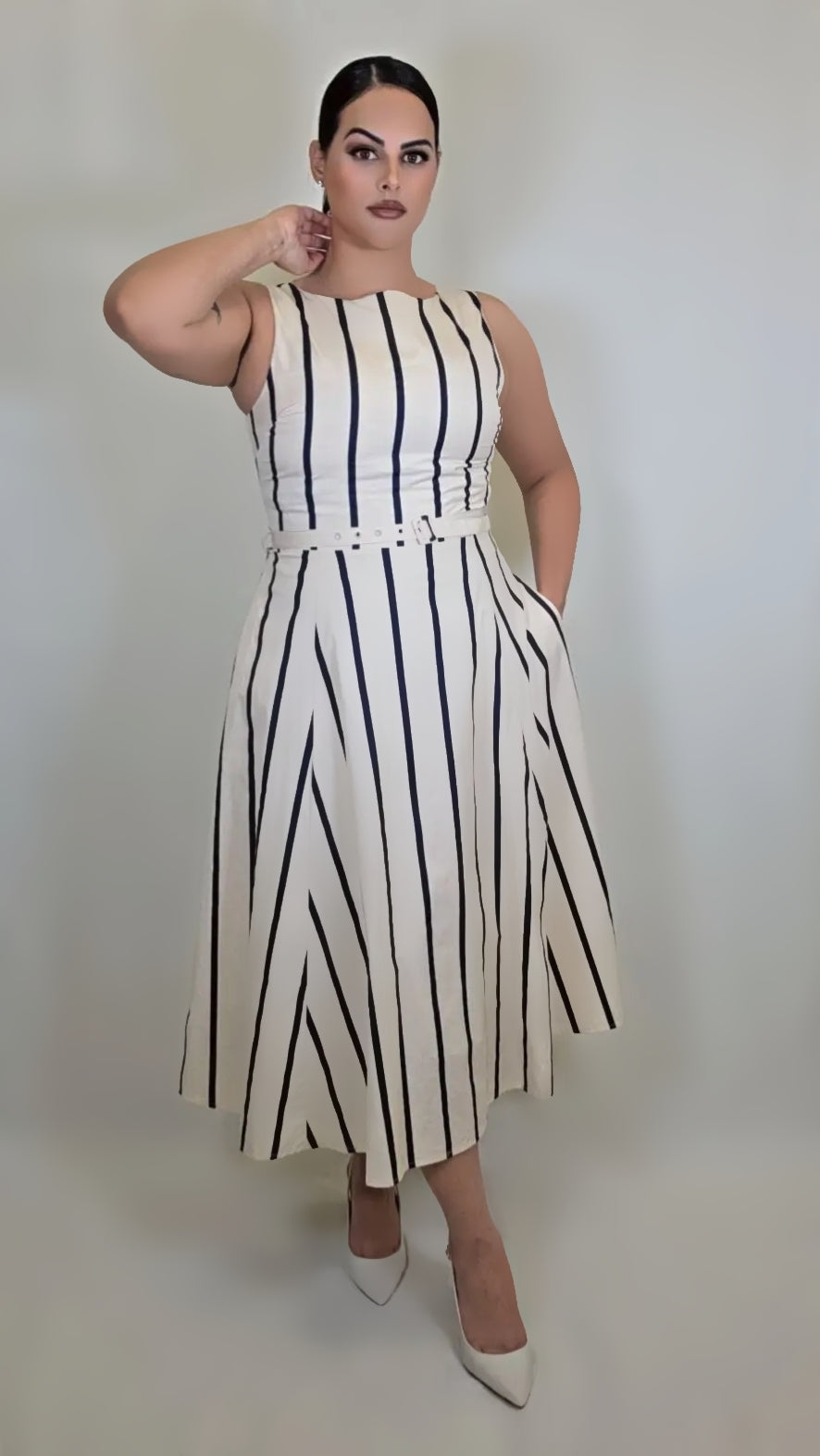 Stripped Midi Dress