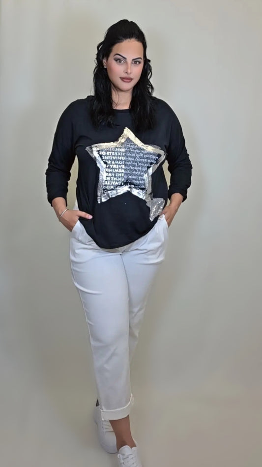 Shiny Star Long Sleeve Cotton Tee