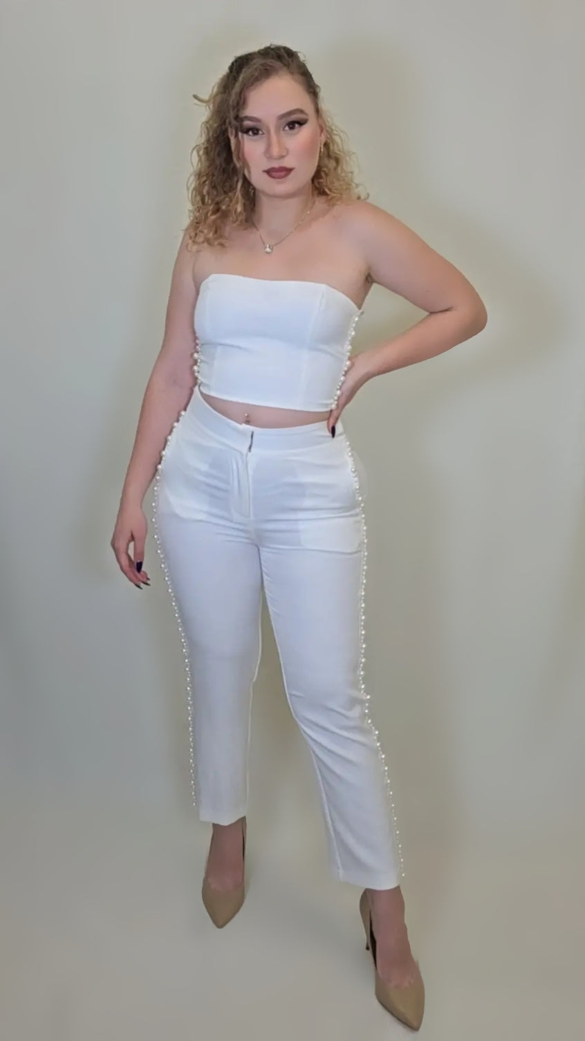 Pearl Trim Tube Set – White Elegance Edition